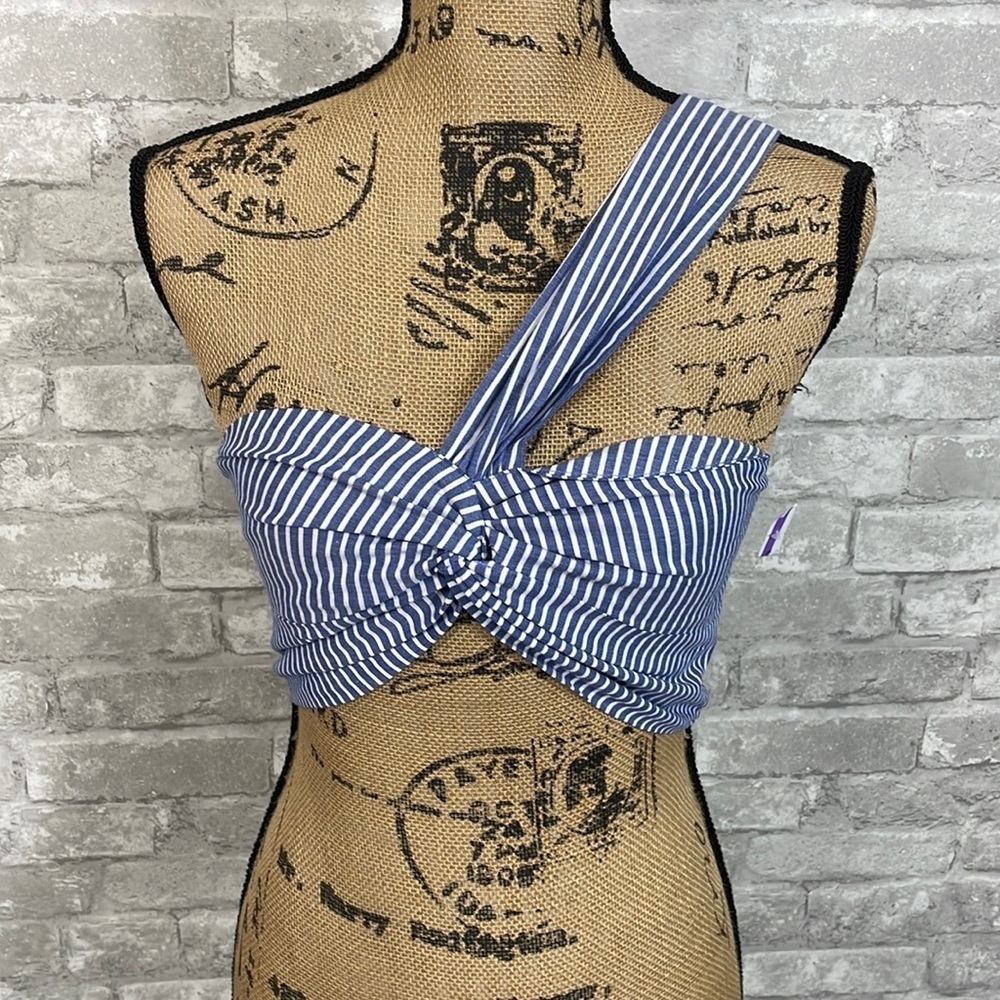 Willow One Shoulder Crop Striped Top